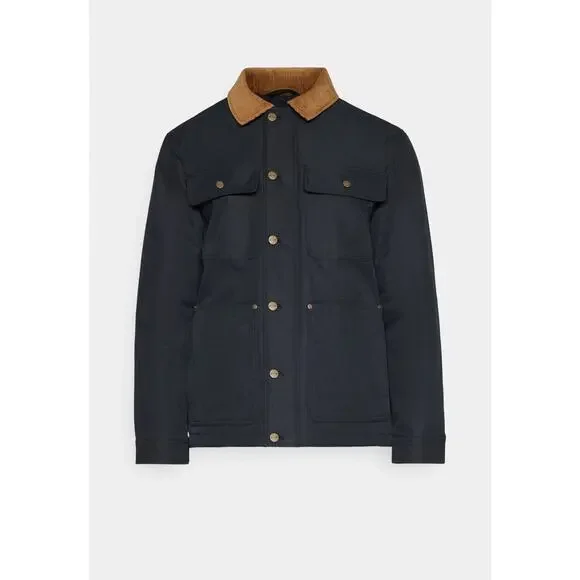 HOLLISTER Mens Black Barn Gorpcore Corduroy Collar Chore Softshell Jacket XL